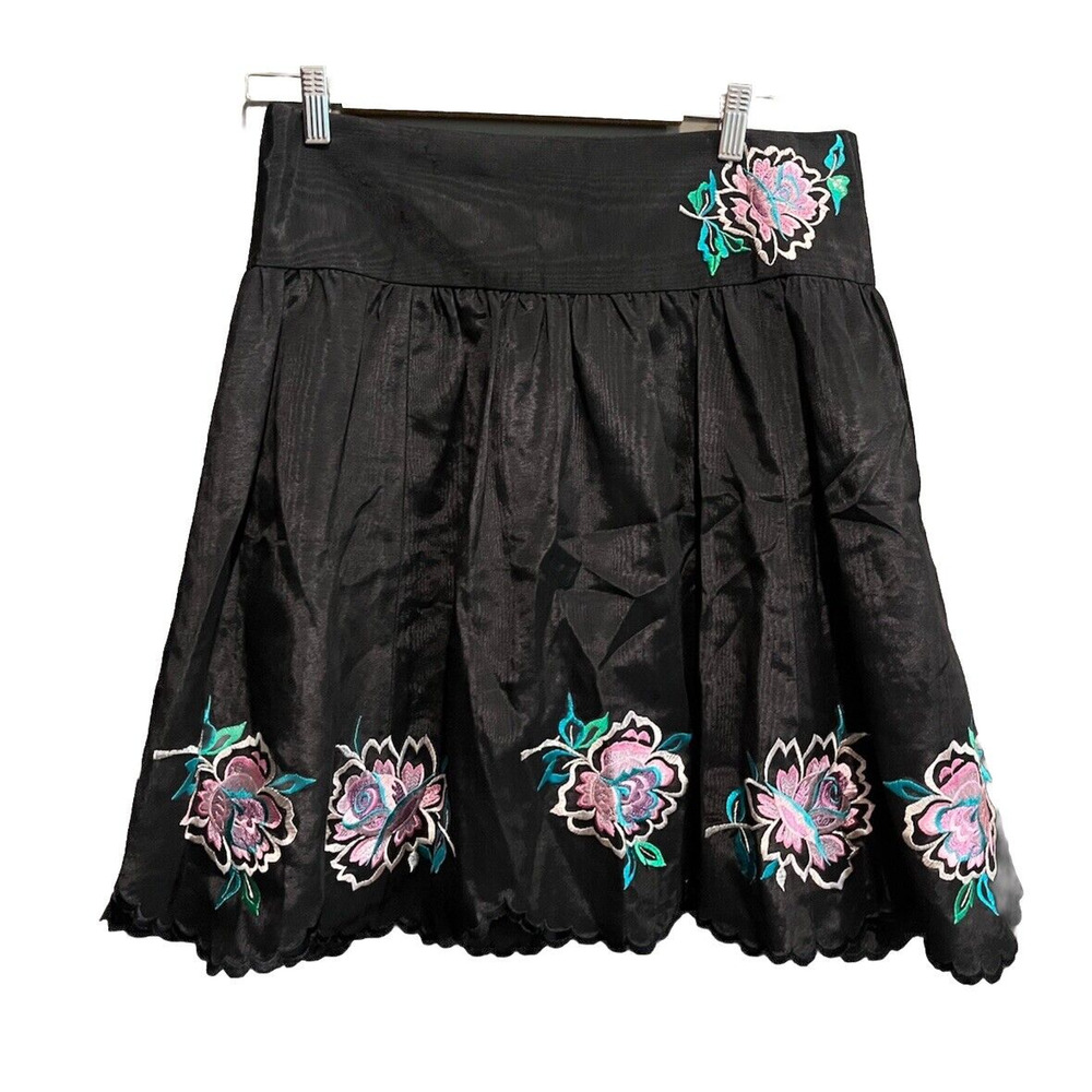 Nanette Lepore Black w/ Floral Embroidery Women's‎ Ball Skirt Size 10